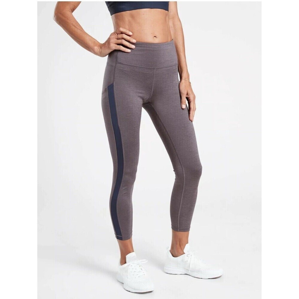 Athleta 7/8 Leggings Womens Medium Ultimate Stash Pocket Heather Blue Pants - Picture 2 of 11
